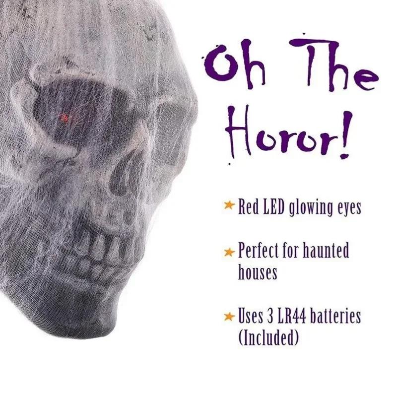 Halloween Horror Glowing Sound Control Spider Cotton Skull Prop Ghost House Secret Room Courtyard Decoration Decor