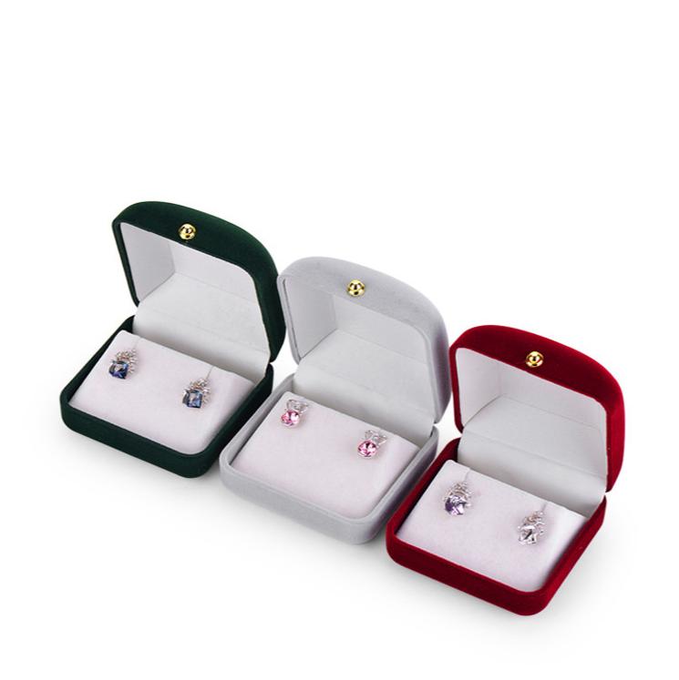 2022 Custom Earring Box Dark Green Velvet Flocking Jewelry Box