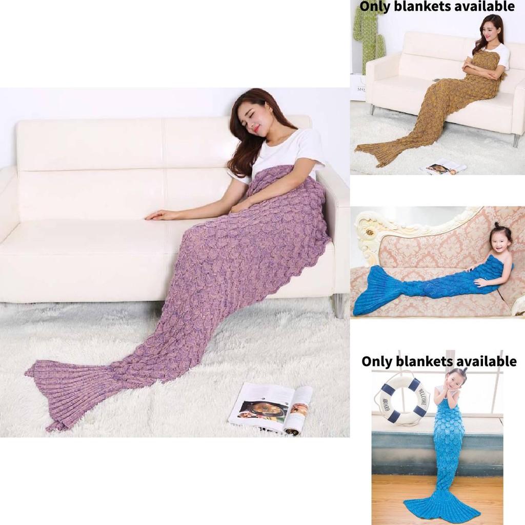 Fish Scale Pattern Mermaid Blanket Knitted Sofa Blanket For Cozy Home Use
