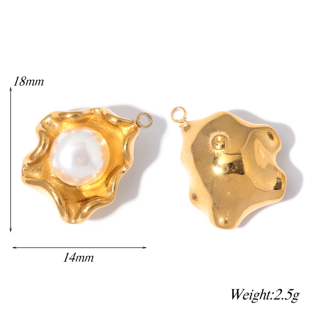 4Pcs Stainless Steel Shell Pearl Charm Pendants Drop Oil Dot Drill Craft DIY Jewelry Making Necklace Bracelet Accessories