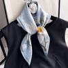 Blue Printed Silk Silk Scarf Women'S Spring Popular Small Square Scarf Neck Scarf Scarf Matching Shirt