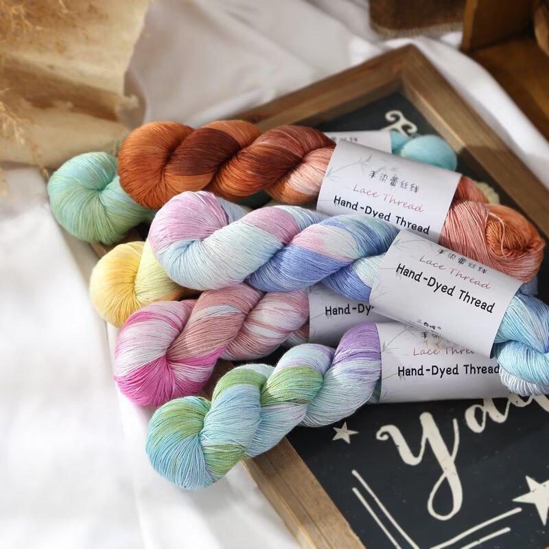 1PC 100g Cotton Bamboo Fiber Yarn for DIY Hand Knitting Hand-Dyed Lace Gradient Color Crocheting Sweaters Shawl Scarves