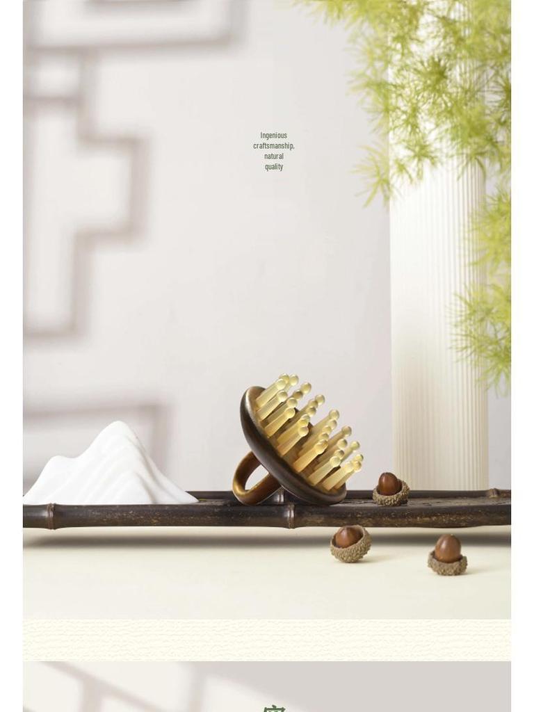 Horn 28-Pin Massage Comb for Meridian Therapy & Shampoo