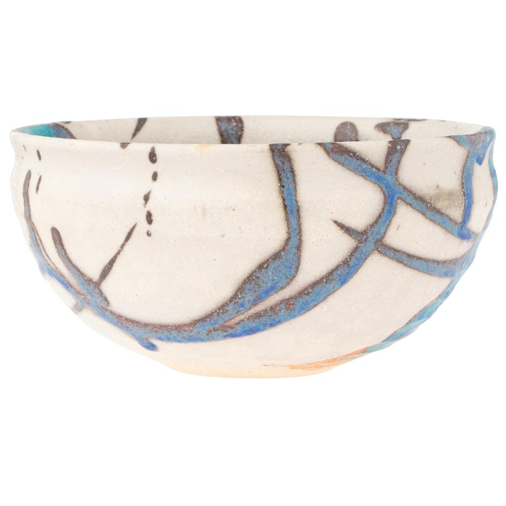 Marui Seito Shigaraki Ware Hechimon Bowl, Approx. 16cm Diameter, Glacier Blue, MR-3-4222