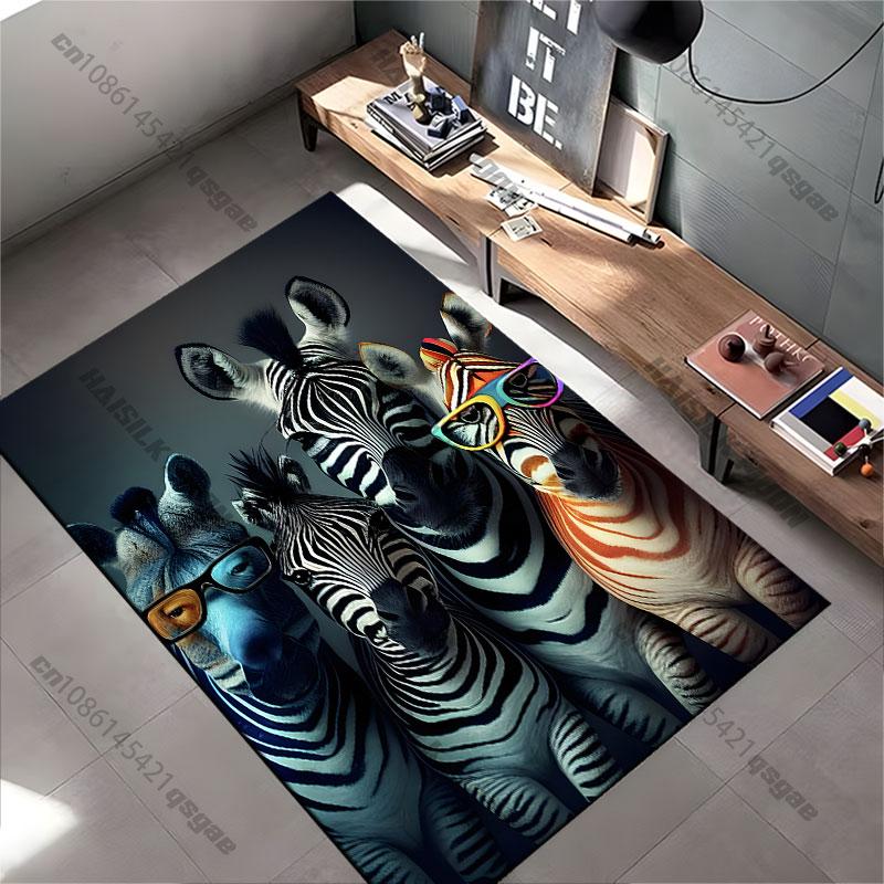 Colorful zebras wearing quirky glasses carpet Yoga living room room decor children's crawling mat doormat area rug