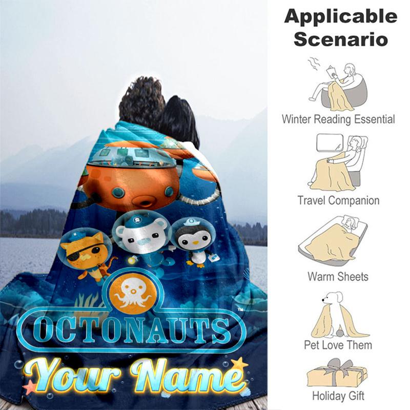 Custom Name Octonauts Adventure Blanket Flannel Blanket for Camping, Hiking, Garden Parties, Picnic Essentials,gift for family and friend