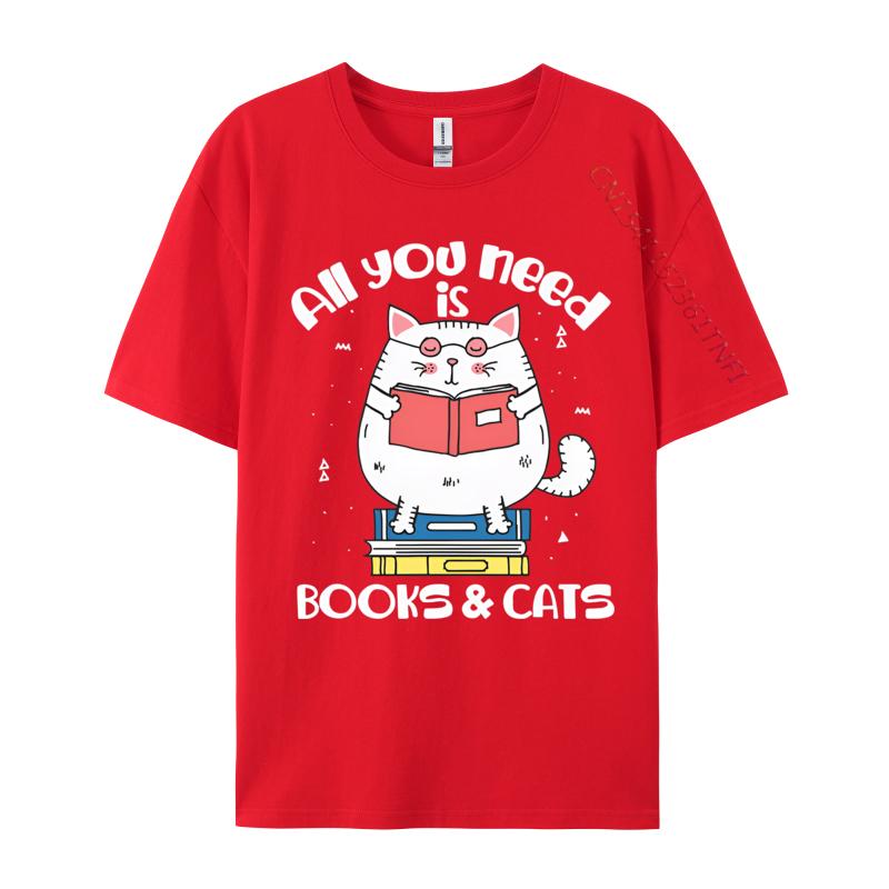 T-shirts Drôles pour Hommes Tout Ce Dont Vous Avez Besoin Ce Sont Des Livres Chats T-shirts Lire Livre T-shirt Mode Coton T-shirts Personnalisé Nouveaux Hauts T-shirts