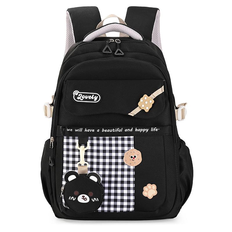 Primary School Students School Bags for Grades 3-6 Cartoon Color Blocked Travel Backpacks for Girls In Junior and High School