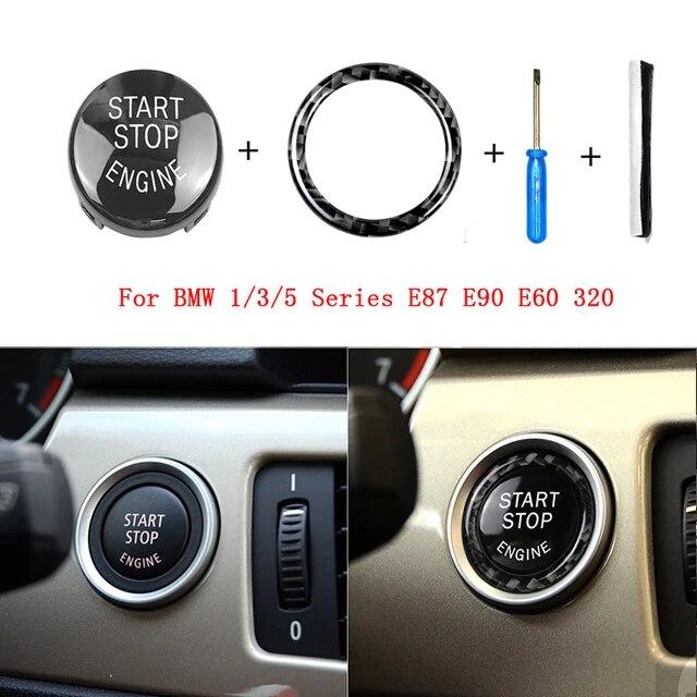 Auto Motor Start Stop Tlačítko Ozdobný kroužek Auta Styl příslušenství pro BMW řady 1/3/5 E87 E90 E60 320