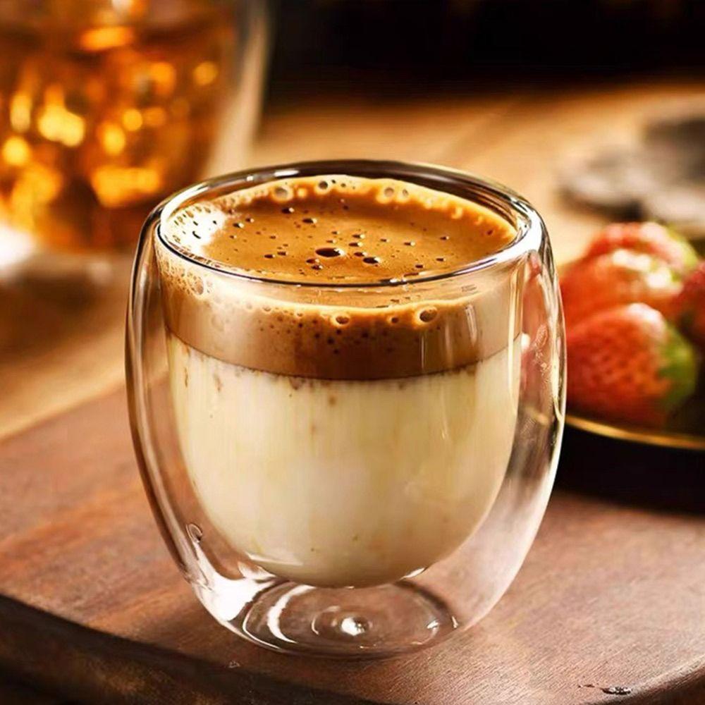 150/250/350/450ml Žáruvzdorný Dvouvrstvý Skleněný Hrnek Nápojové Sklo Sklenice na Džus Nový Hrnček na Mléko