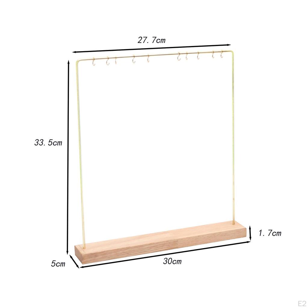 Necklace Stand Holder Hanging Jewelry Display Rings Multipurpose Display, Wooden Shows