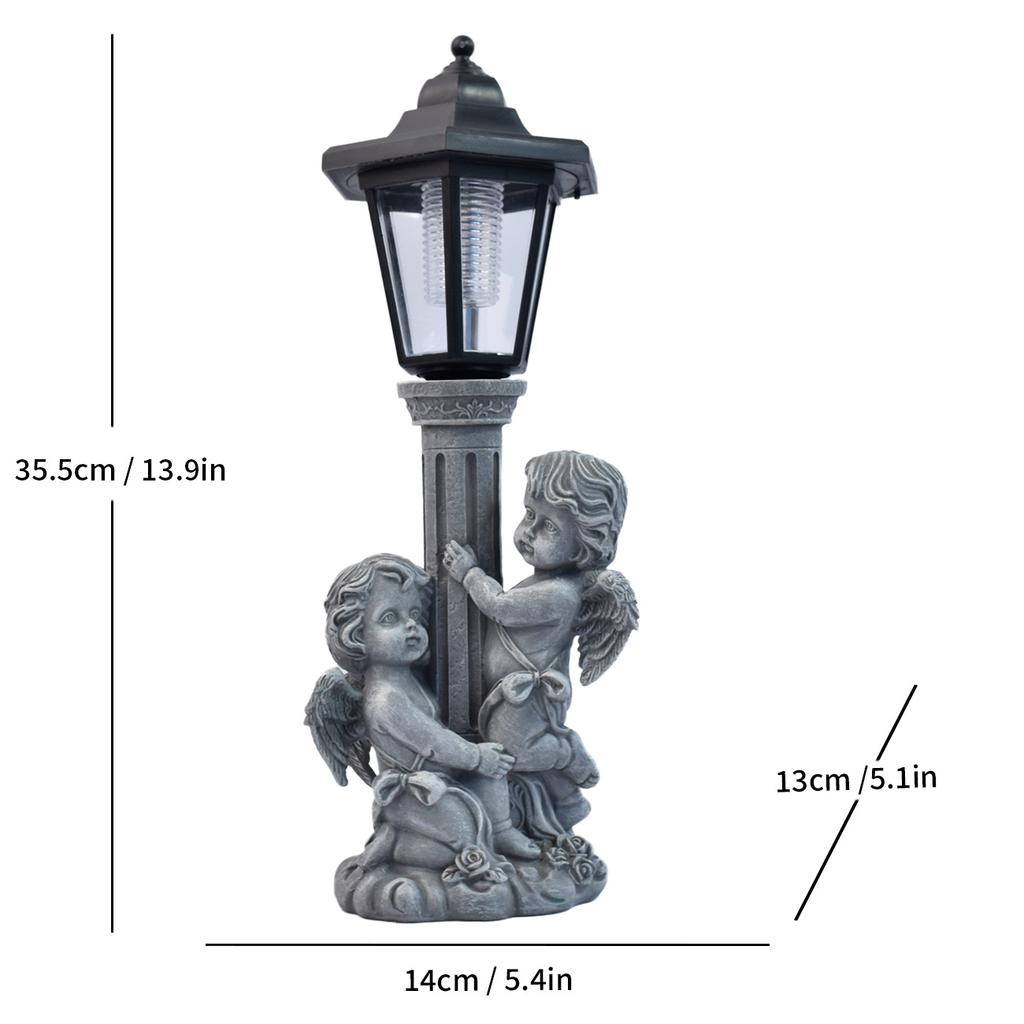 JYL TS/078,Hot Sale Cement Color Leaning Angel Resin Statue Solar Light for Outdoor Garden Decor Lamp