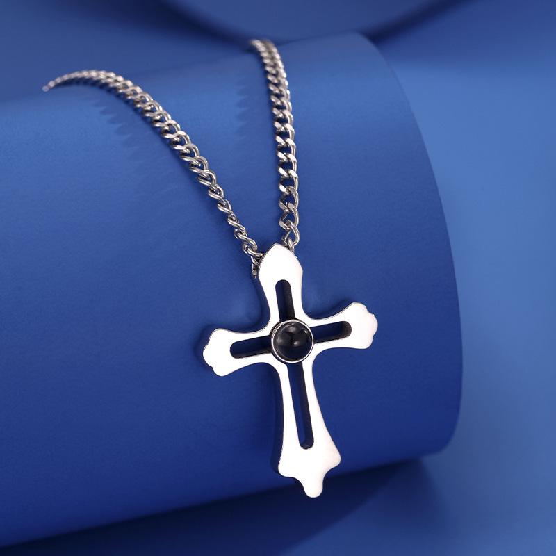 100 Languages 'I Love You' Cross Projection Necklace - Customizable Color Picture Pendant, Popular In Europe and America