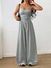 Women's Spaghetti Strap Jumpsuit Wide Leg Ruched Waist Loose Fit Casual Summer Outfit