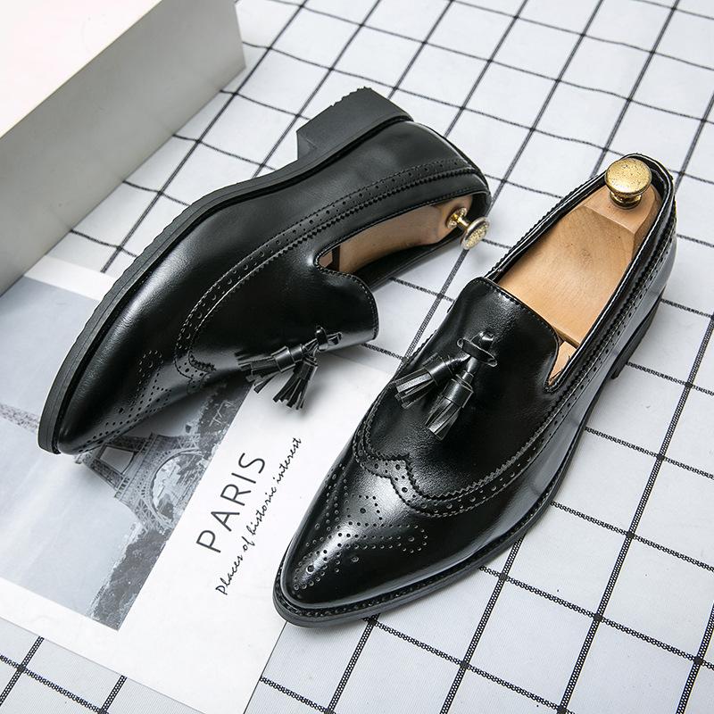 2025 Four Seasons New Men's Shoes Korean Edition Youth Dress Business Leather Shoes Men's British Pointed Casual Leather Shoes Men's