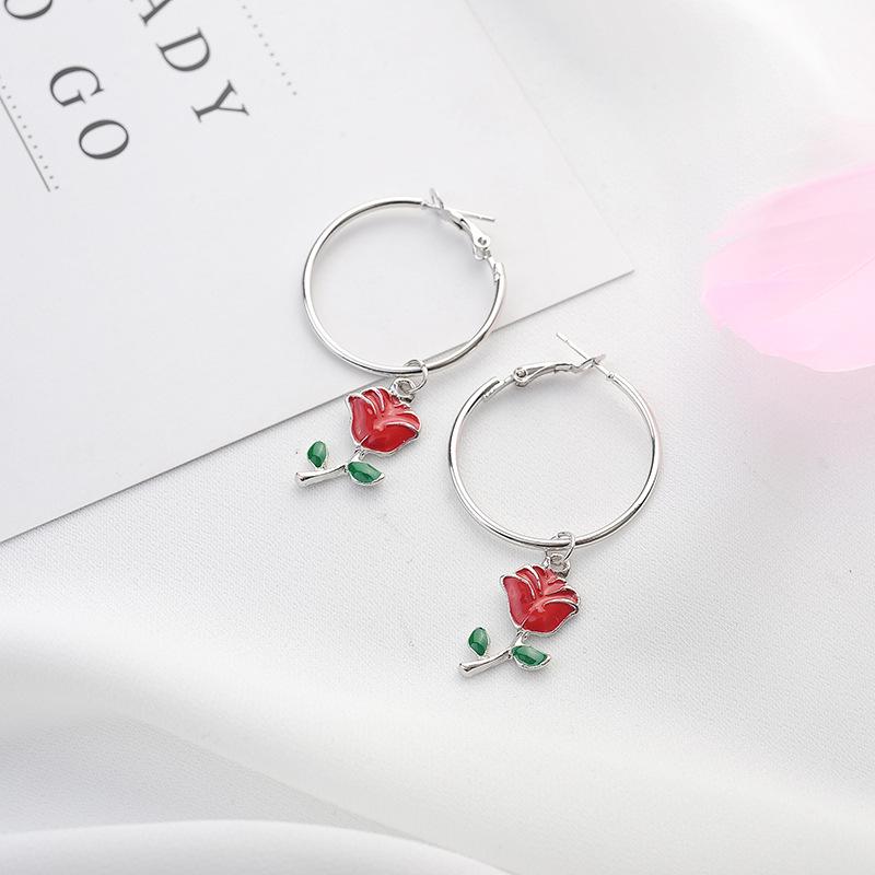 Rosenblüten-Steckohrringe - Europäischer und Amerikanischer Modeschmuck für Damen