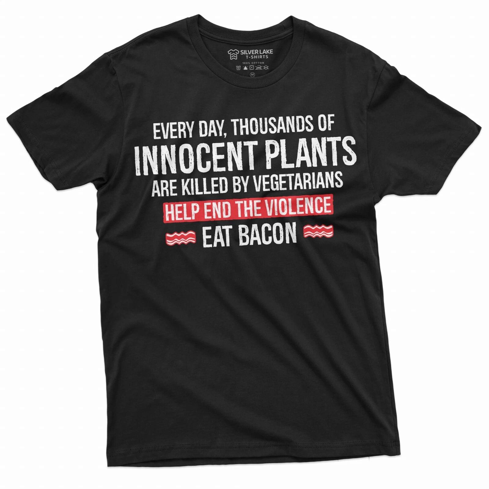 Men s Funny Eat Bacon Anti Vegan Veganism Tee Shirt BBQ Grilling Steak Tee L
