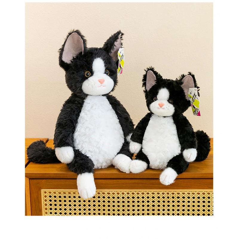 Plush Cat Toy Sitting Pose Short Fur Stuffed Animal Teenagers Adults Home Decor Gift