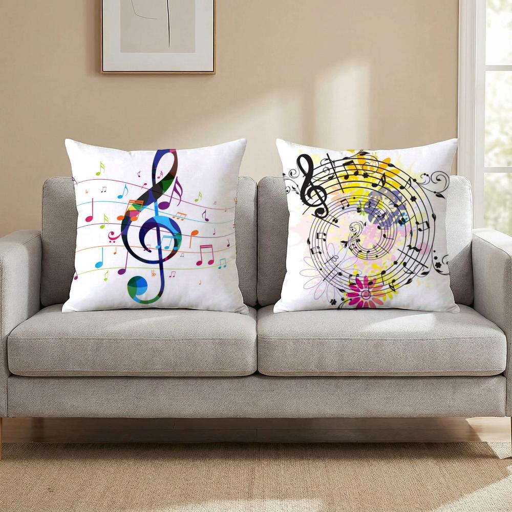 Sheet Music Printing Cushion Cover Multi-Scene Pillow Cover for Home & Car - Reversible, Soft & Durable for Daily Use