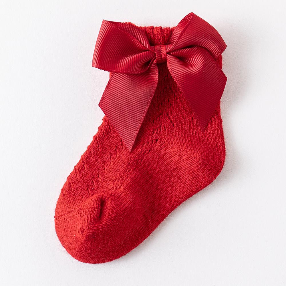 0-5Years Newborn Baby Girls Socks With Bows Breathable Toddlers Girl Short Socks Hollow Out Kids Infant Princess Cute Socks
