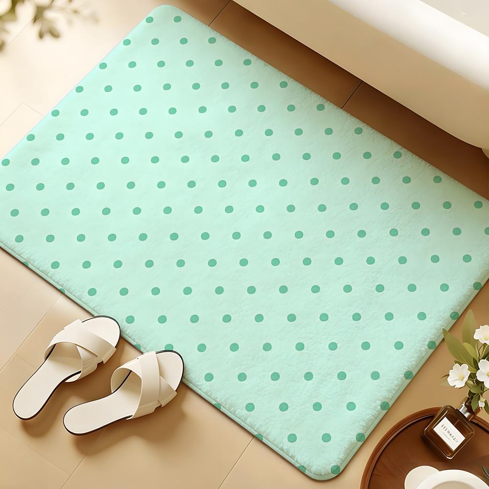Dot Pattern Floor Mat Soft Flannel Rug Non-Slip Absorbent Mat For Bathroom Bedroom Home Decor