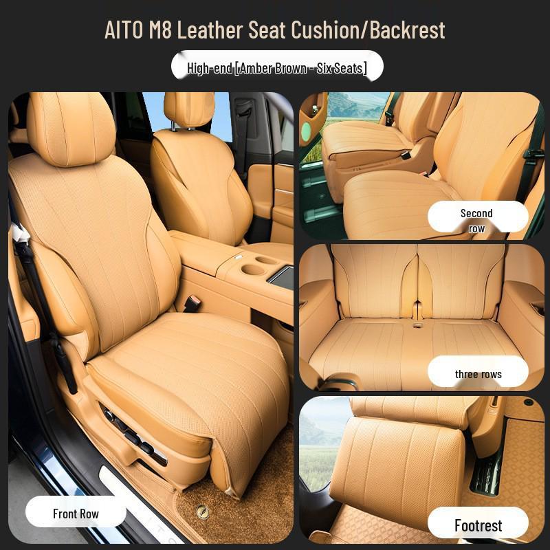 AITO M8 Nappa Leather Seat Cushion: Full Car, Five-Seat, Four Seasons, Eco-Friendly Ventilation, Auto Interior Accessories.