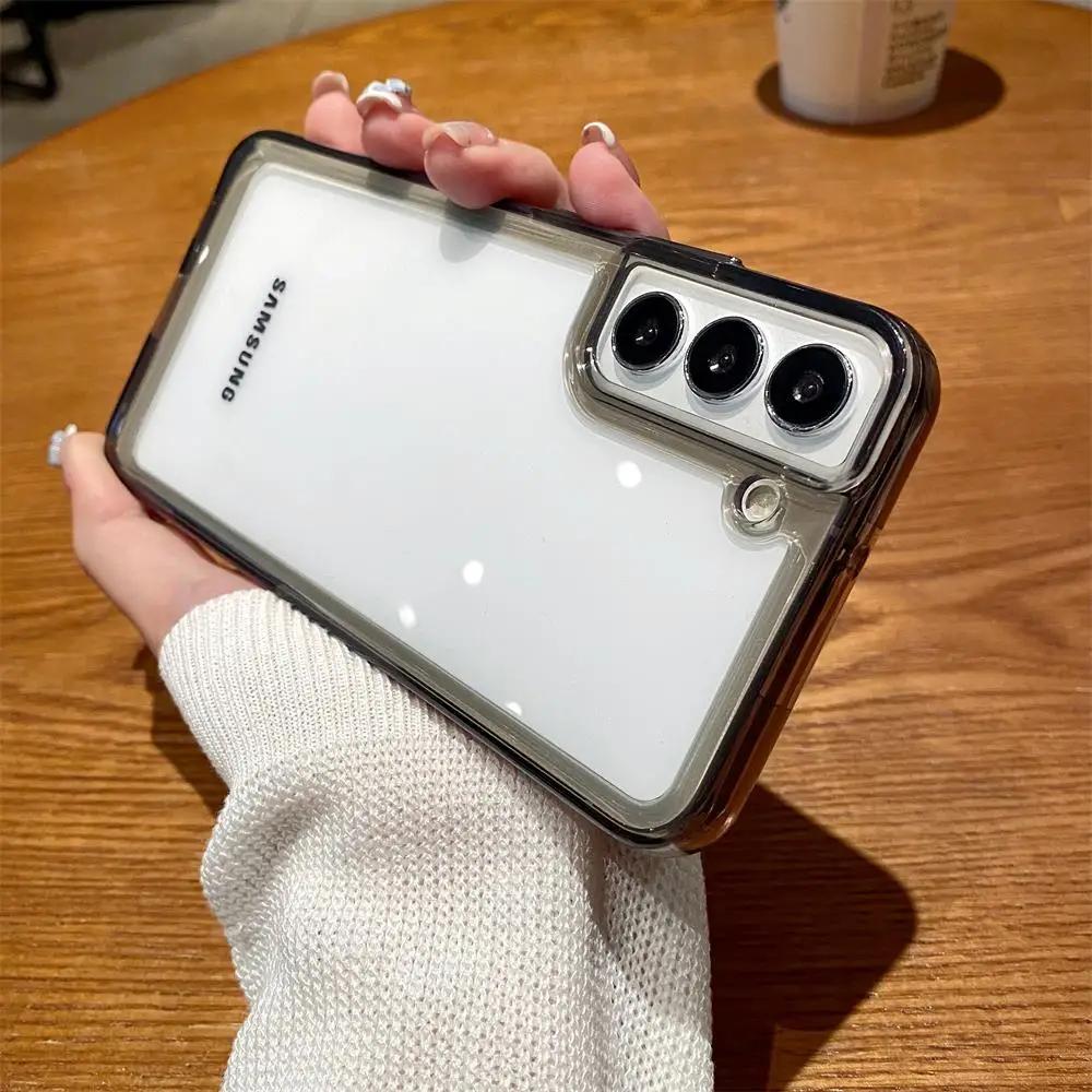 

Clear Crystal Shockproof Case for Samsung S25 Ultra S24 FE S23 S22 S21 Plus A52 A33 A53 A73 A14 A34 A54 Cover with Button For S24