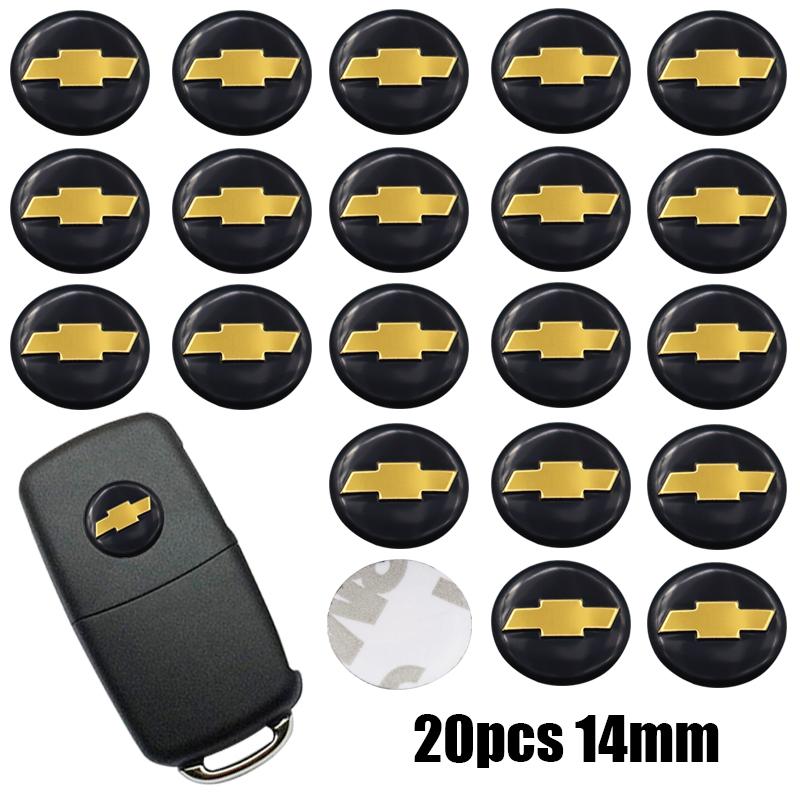 DRL1 2pcs 20pcs Chevrolet Hot sale 14mm 3D Aluminum Car Logo Key Fob Decoration Emblem Auto Key Badge Sticker Accessories