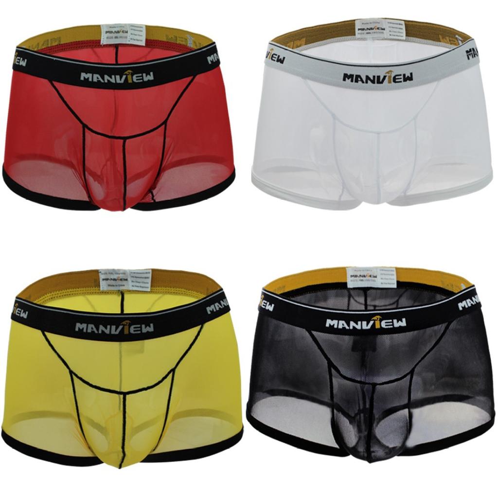 Durchsichtige Herren-Shorts, transparente Boxershorts, atmungsaktive Netzunterwäsche, Badebekleidung