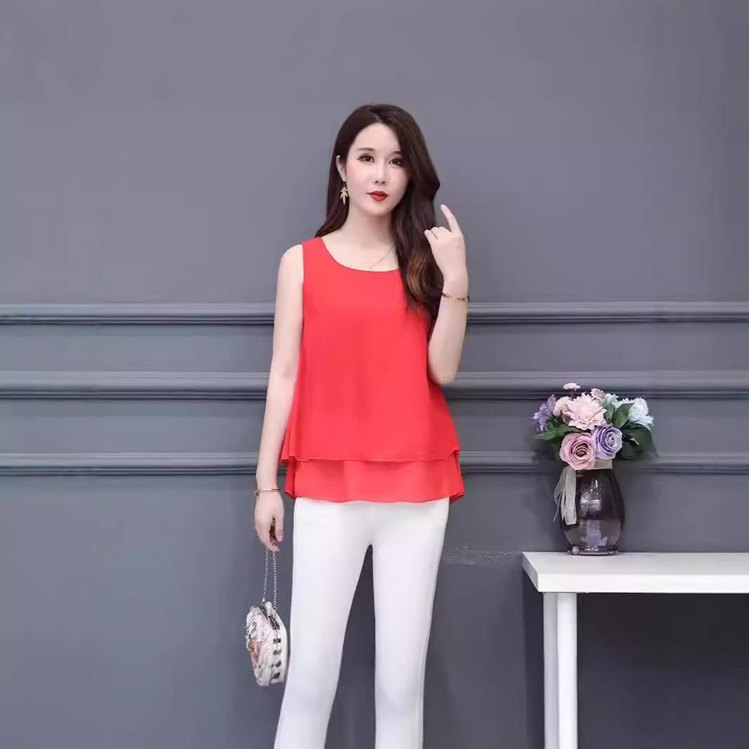 

Women s Plus Size Chiffon Tank Top - Loose, Sleeveless, Belly-Covering Blouse M чёрный
