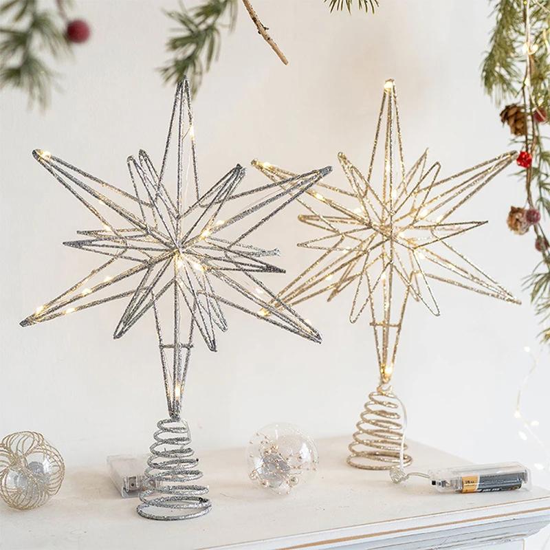 Christmas Decorations Christmas Tree Toppers Star LED String Lights Ornaments For Christmas Lightning Outdoor Outdoor New Year