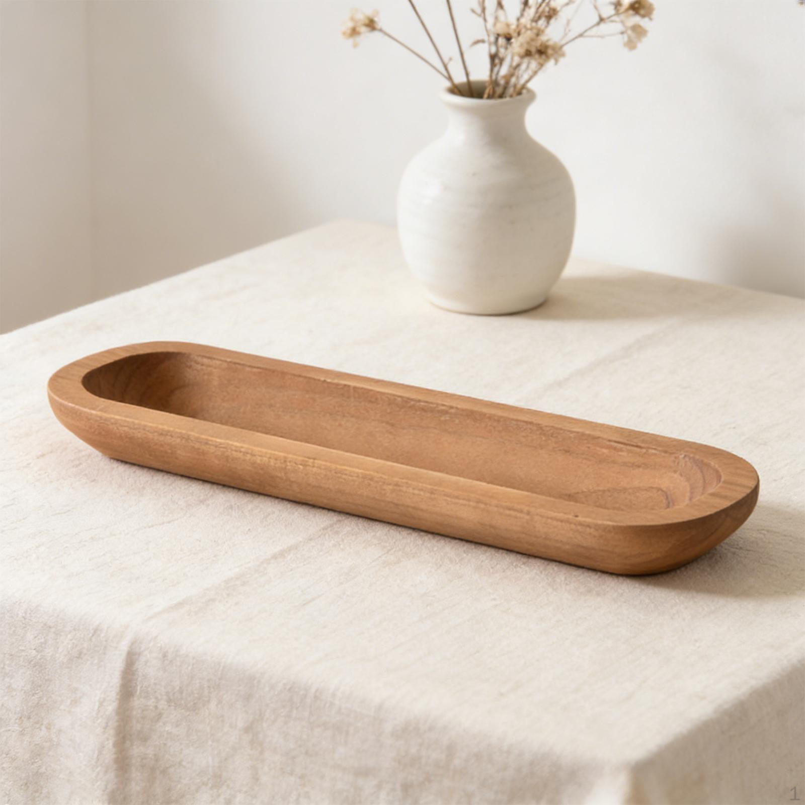 Bowl Rustic Wooden 16.7 x 5.9 inch Fruit Dessert Platter Decorative Storage Tray for DIY Home