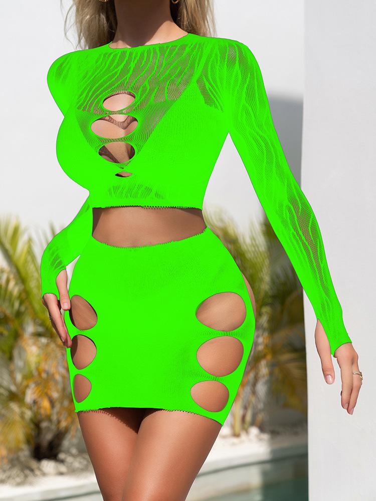 Women'S Sexy Top Skirts Suit Fishnet Hollow Back Wrap Mesh See Through Bodycon Dresses Night Club Wear Mujer Pornos Costumes
