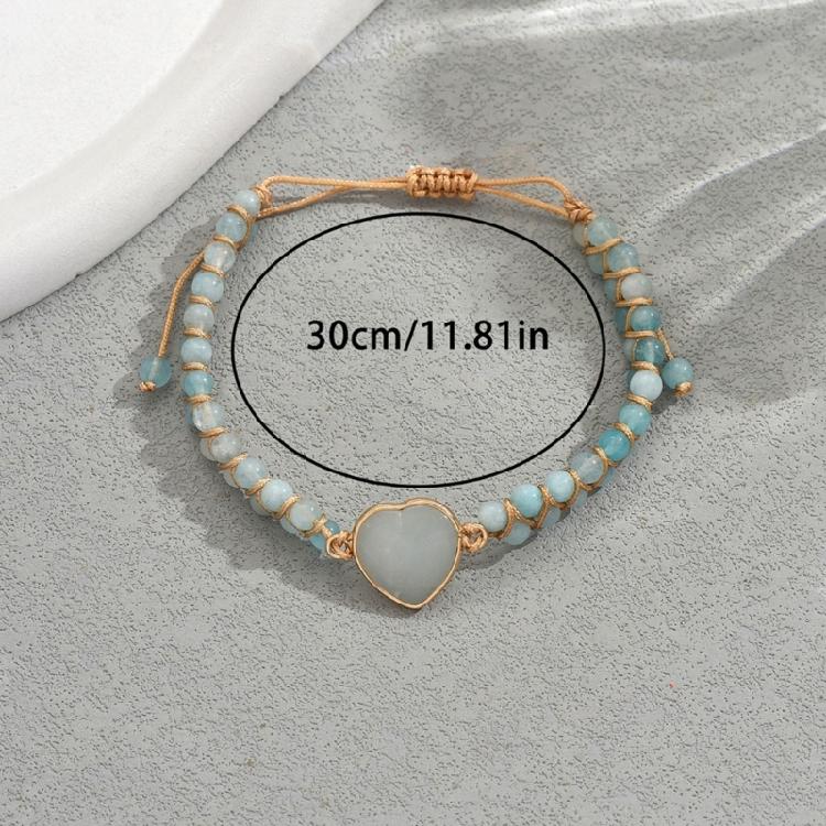 Handwoven Heart Stone Yoga Bracelet Adjustable Bangle Spiritual Healing Gemstones Jewelry Energy Balancing Accessory