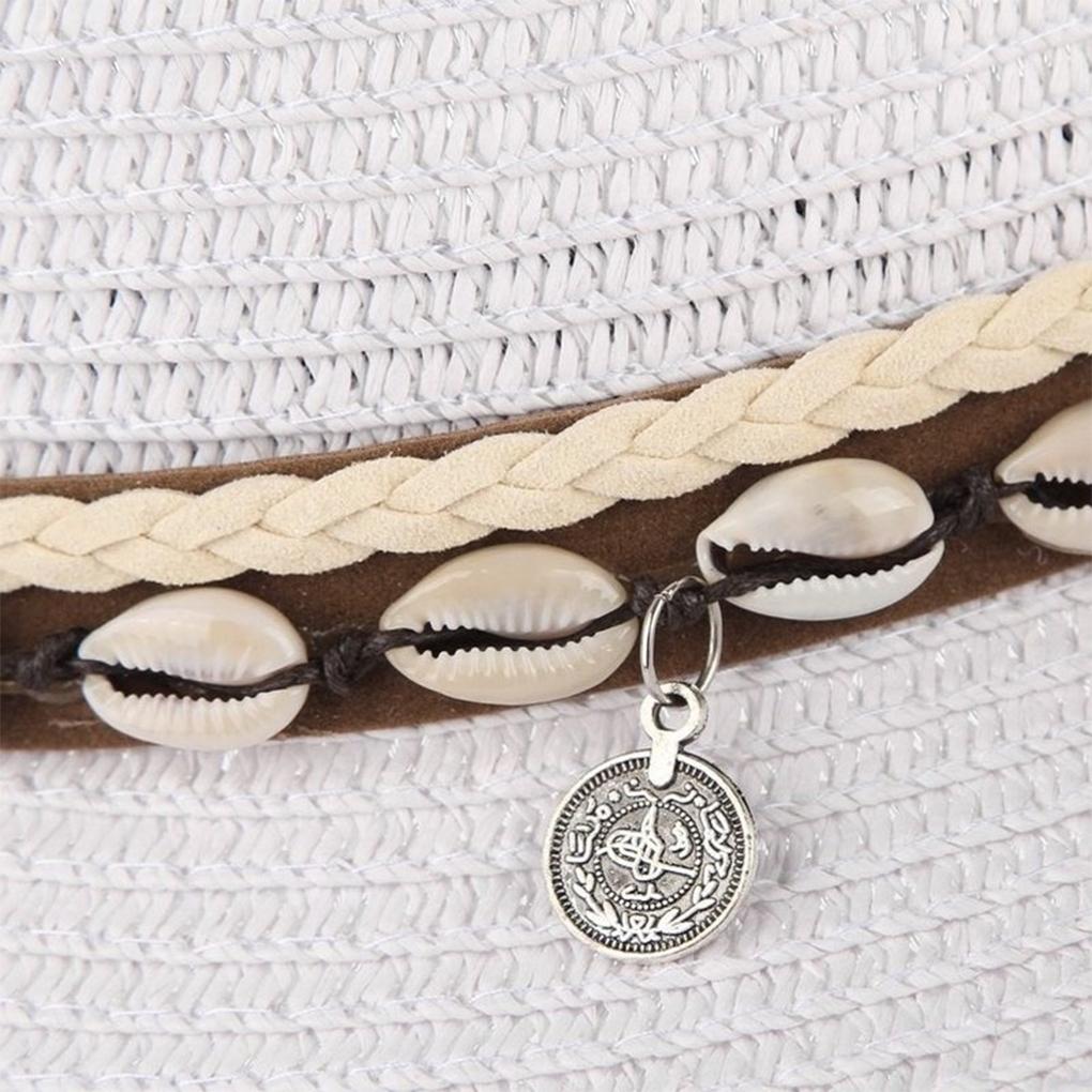 Polyester Sturdy And Durable Cowboy Straw Hat Outdoor Adventures Natural Straw Shell Hat Beach Cap