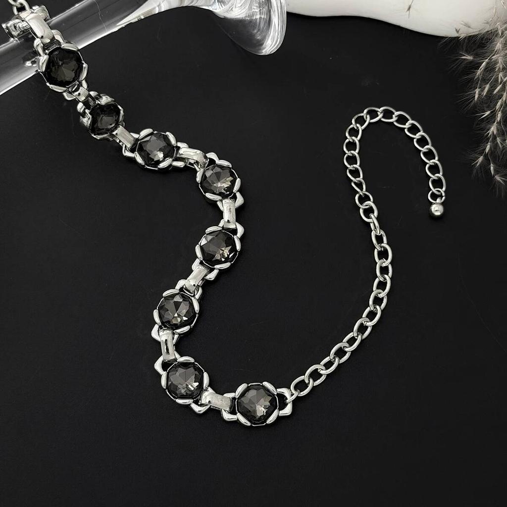 SHIXIN 2 Styles Exquisite Shiny Glass Drill Choker Necklace Jewelry Women Retro Charm Irregular Short Neck Chain Accessory Gift