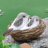 Realistic Feathered Birds Artificial Bird Nest Artificial Craft Birds Garden Parties Lawn Ornament Creative Tree Decoration