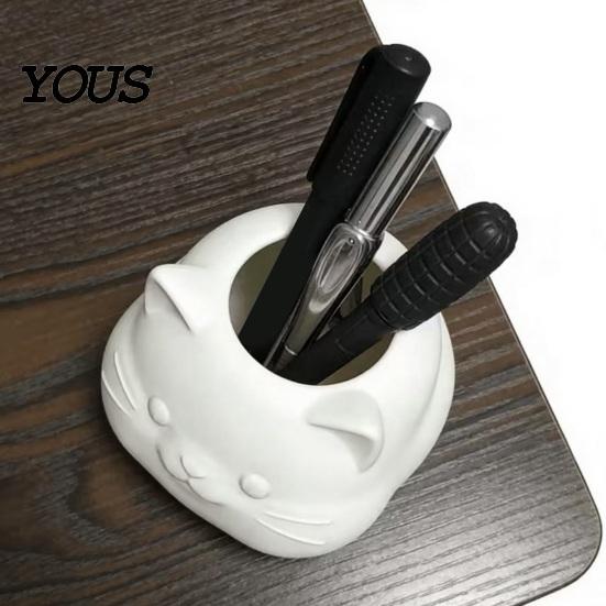 Creative Animal Pencil Holder Cute Cat Pen Holder, 3D Printed Kitten Desk Organizer, Minimalist Stationery Decorative Container Cup, Multi-purpose