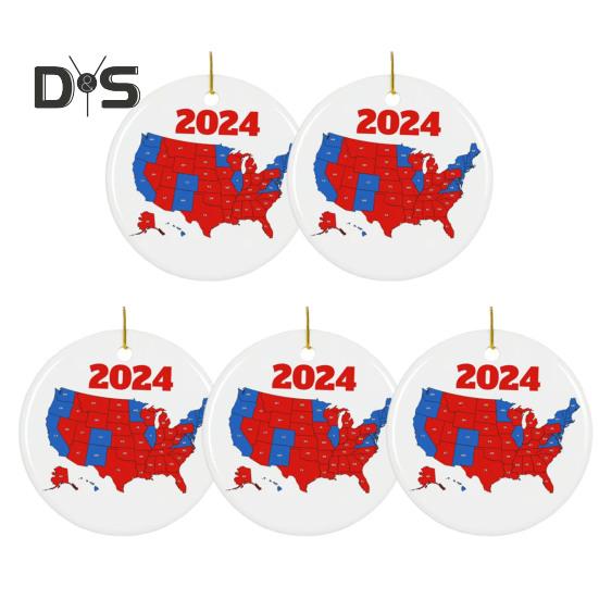 1/2/3/5 ks Ozdoba na prezidentské voľby v USA 2024 Výsledky volieb štátov USA Vianočná ozdoba na stromček Pamätná spomienka pre podporovateľa