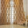 1PC Velvet Cut Embroidered Court Sheer Curtain Vintage Pattern Living Room Bedroom Gold Romantic Lace Sheer Curtain, Flower Lace Window Curtains