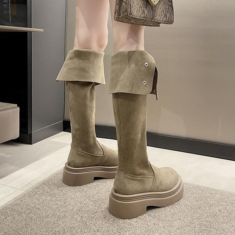 Fashion temperament brown high-end knee platform boots boots 2025 new summer thin tall knight boots