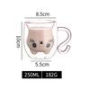 250ml Cartoon Cat Double Wall Glass Cute Coffee Tea Cup Heat-resistant Coffee Mug Handle Espresso Cup For Latte Cappuccino