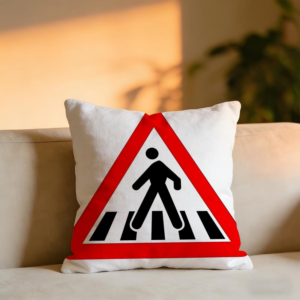 

Road Traffic Signs Cushion Cover Cozy Velvet Throw PillowSoft Warm Cushion For Sofa Bed 30x30 cm