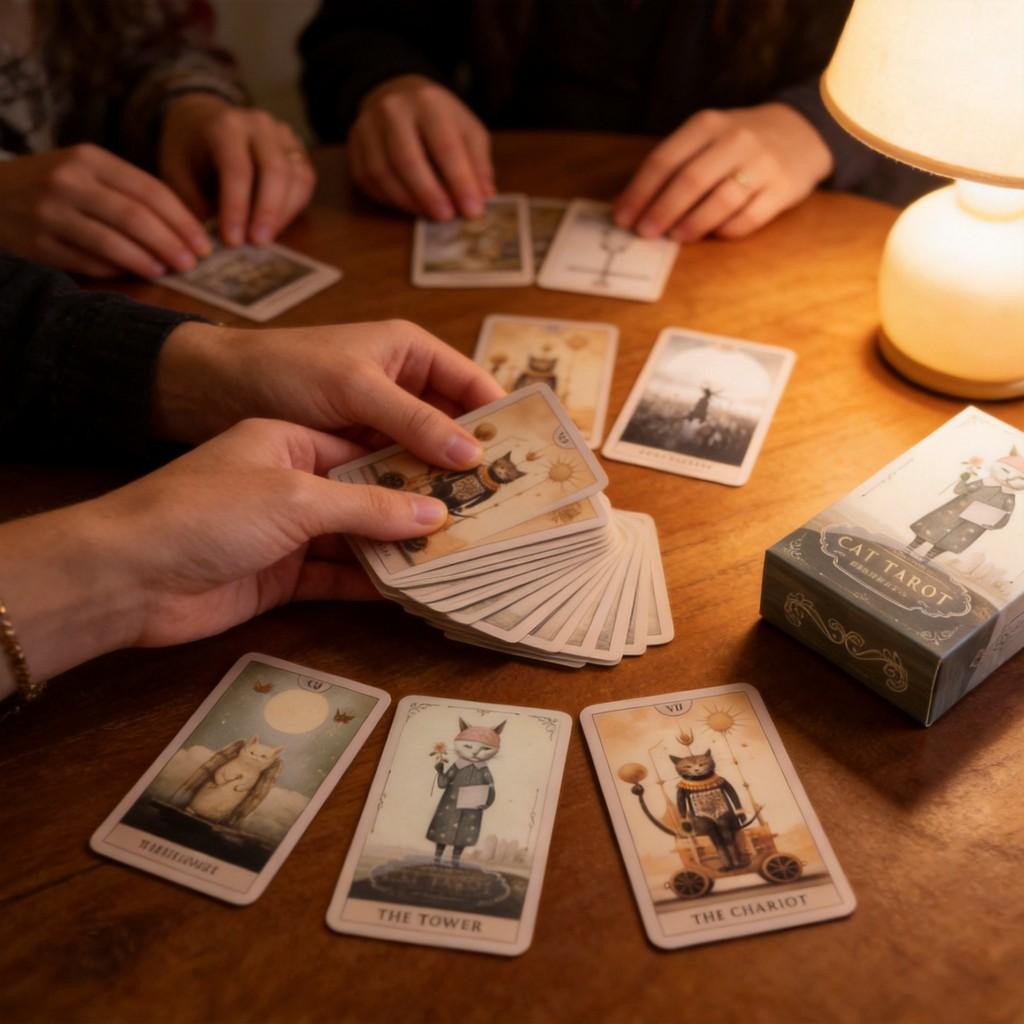 Cat Tarot Deck Watercolor Card Game With Logic Training For Family Fun