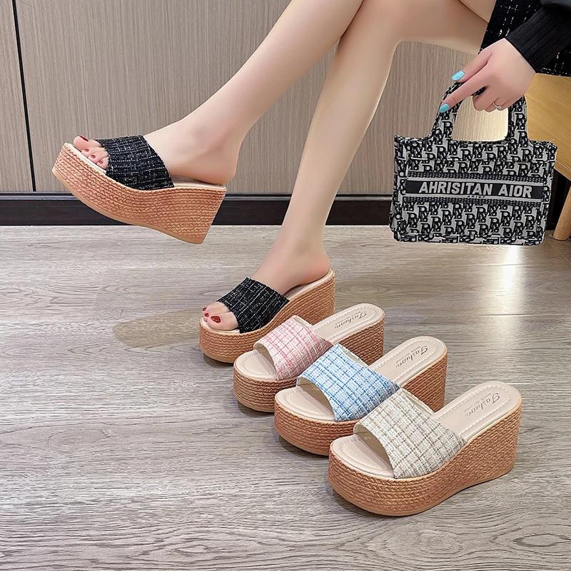 Fashion 2025 Women's Shoes Round Toe Women's Slippers Outdoor Slippers Ladies Casual Wedges Shoes Women Platform Sandals Zapatos Mujer
