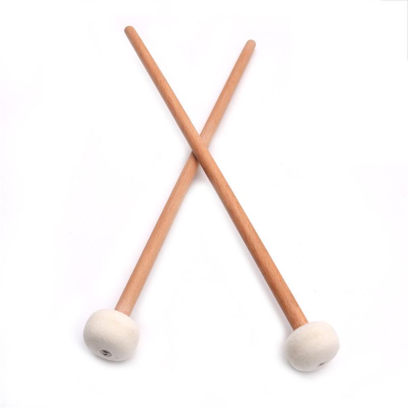 2pcs Timpani Mallet Drumstick Felt Head Wood Handle Anti-slip Bass Drum Sticks Indispensable