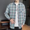 Męska koszula flanelowa w kratę z krótkim rękawem - Europejski i Amerykański styl casual