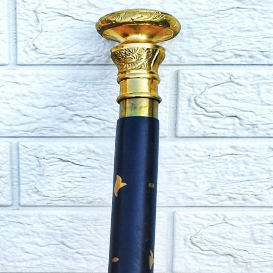 93.98cm Cane Solid Head Wooden Walking Stick Designer Christmas Gift For Him