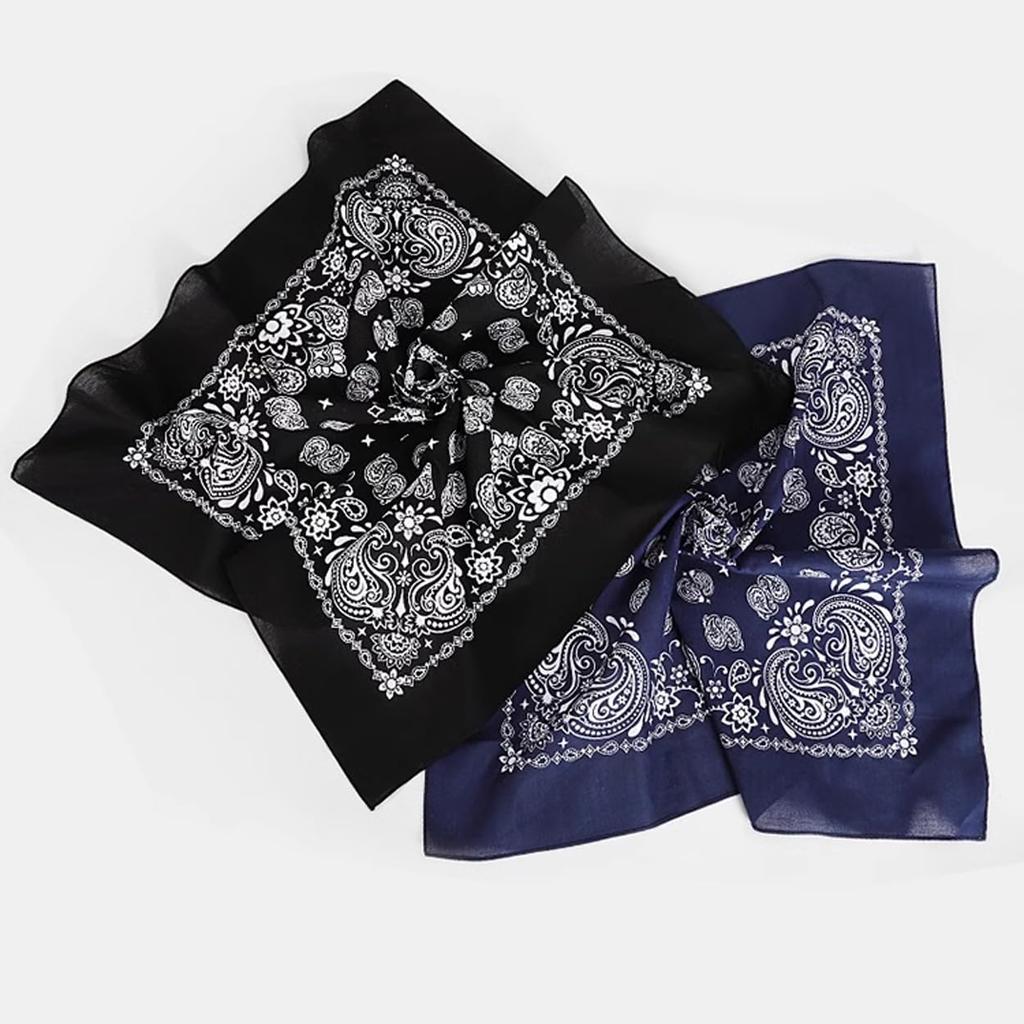 Trifong Paisley Bandana Black Cotton 100% Quick Dry 55cm x 55cm
