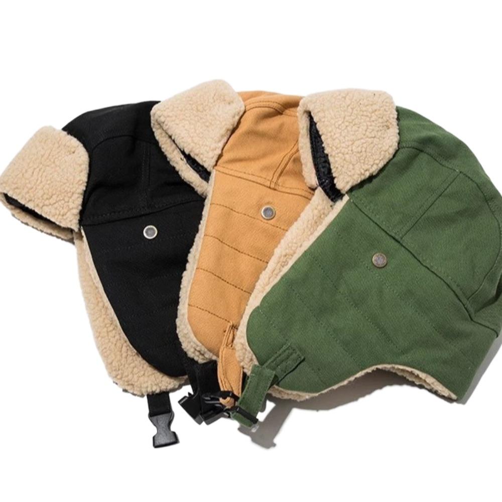 Windproof Ear Protective Hat Thickened Lei Feng Cap Simple Winter Plush Hat  Ski